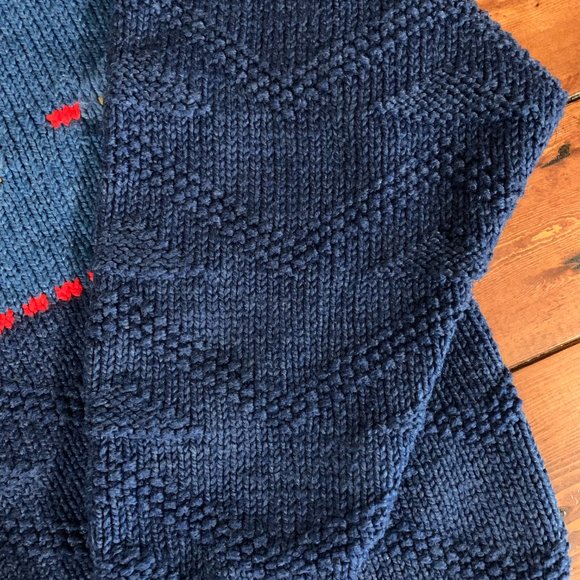 Vintage 90's Chunky Knit Americana Denim Western Mesa Santa Fe Pullover Sweater - Picture 8 of 16